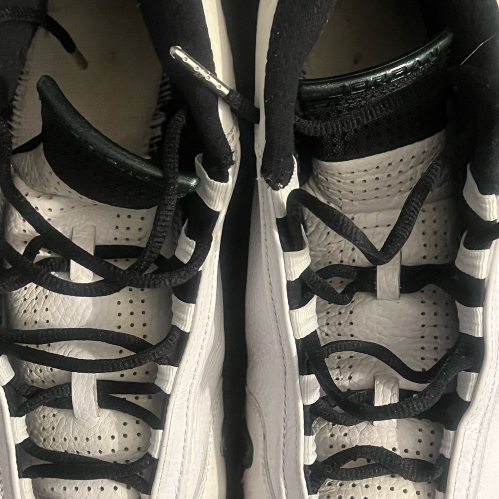 Jordan White and Black High-Top Sneakers with Leather Overlays - Picture 12 of 12